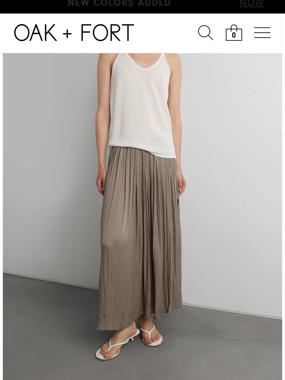 OAK + FORT Taupe Pleated Maxi Skirt - Neutral Flow